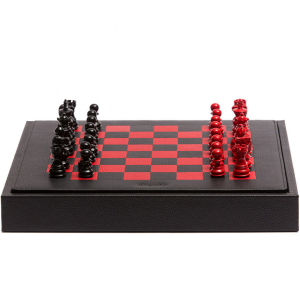 Эксклюзивные шахматы из кожи Buffalo, красно-черные
